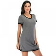 Women's Nightgown, Cotton Sleepshirts V Neck Short Sleeve Sleep Shirt