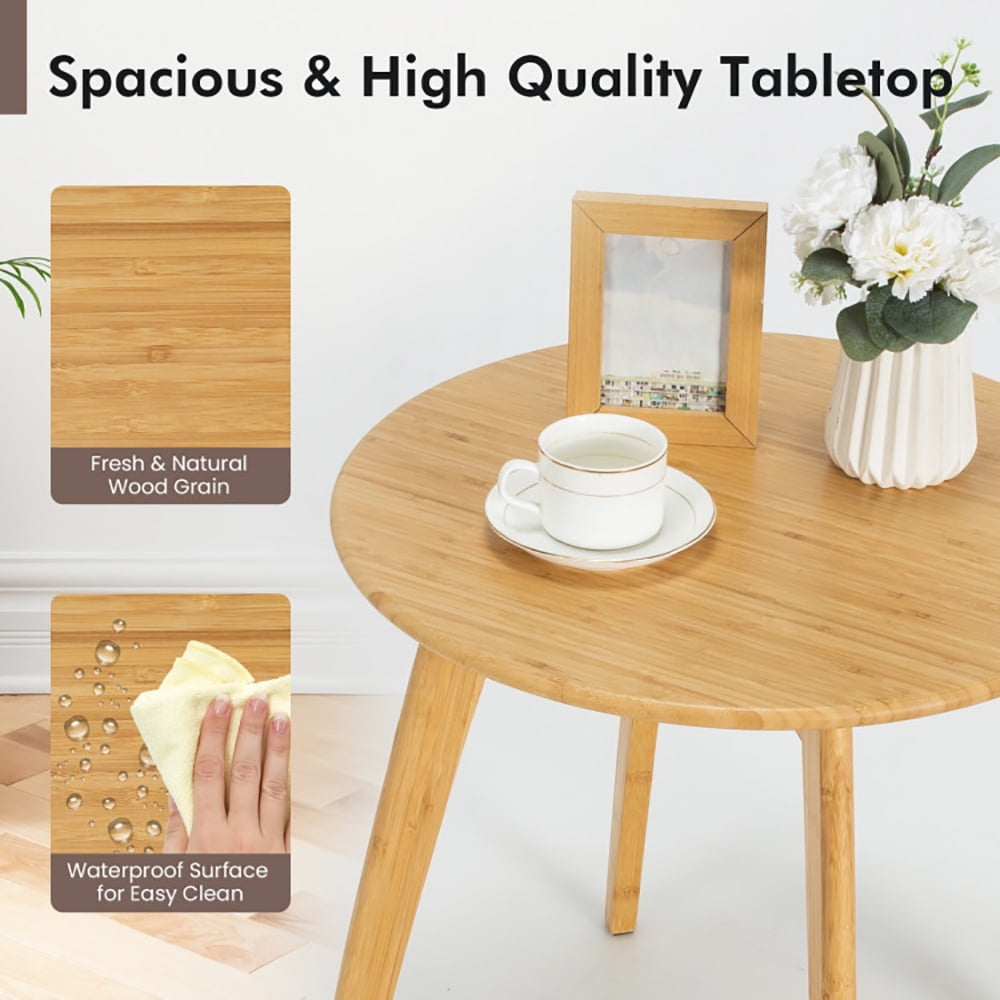 Finihen Bamboo Round Coffee Table, End Table, Natural Modern Stylish Bamboo Round End Table with 20 Inch Round Tabletop, for Living Room, Bedroom, Natural Finihen Bamboo Round Coffee Table, End Table, Natural Modern Stylish Bamboo Round End Table with 20 Inch Round Tabletop, for Living Room, Bedroom, Natural