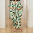 thumbnail image 3 of Uootdi Womens Kaftan Dresses Floral Print Batwing Sleeve Ruched Front Loose Fit Maxi Dresses Caftans Boho Vacation Style Gift, 3 of 9