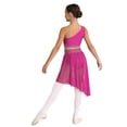 thumbnail image 7 of iiniim Girls Lyrical Dance Shiny Rhinestones Crop Top with Skirted Leotard 2-Piece Ballet Dance Outfits Hot Pink 10, 7 of 7