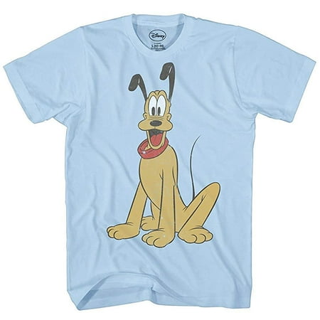 Light Blue Adult Shirt - Pluto Surprised Mickey Mouse Disneyland World Funny Humor Pun Mens Adult Graphic Tee T-Shirt Light Blue