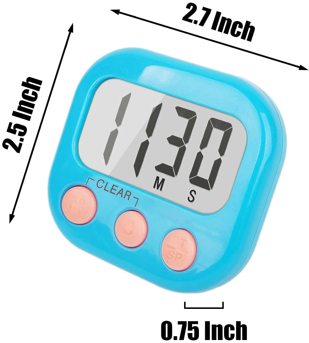9Pack Digital Kitchen Timer,Big Digits, Loud Alarm, Magnetic Backing,  Stand, for Cooking Baking Sports Games Office(Blue) 