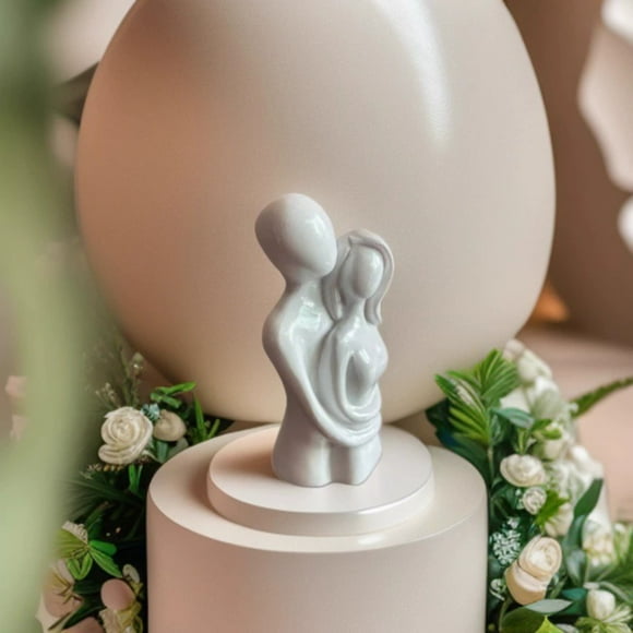 Qonioi Couple Sculpture Resin Figurine, Romantic Couple Statue Home Decor, Abstract Love Sculpture for Living Room Bedroom Office Wedding Gift