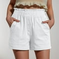 thumbnail image 2 of HomeDM Women's Shorts with Pockets, Casual Elastic Waist Loose Fit Lounge Shorts - White/2XL, 2 of 6