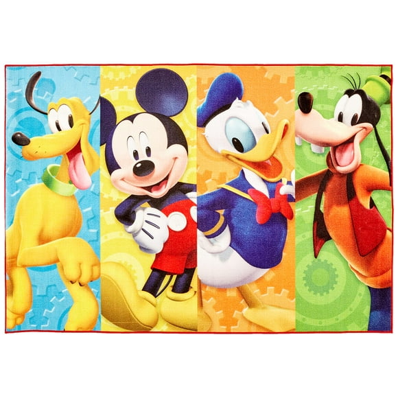 Gertmenian Disney Mickey Mouse Rug Boys Girls Childrens Bedroom Decor Home Kids Play Room Mat Bedding Area Carpet, 54x78 Large, Clubhouse MMCH Friends Yellow Donald Duck Goofy Pluto; 31117