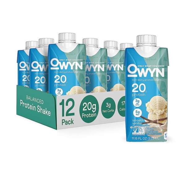 OWYN Plant Based Protein Shake, Smooth Vanilla, 20g Protein, 11.15 fl oz, 12 Pack