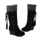 thumbnail image 5 of Botas de nieve con tacón de aguja y manga alta con borlas y encaje en la espalda, talla grande europea y americana, 5 of 5