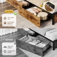 thumbnail image 4 of Bolvdo Twin Size Bed Frame with 2-Tier Bookcase Headboard, Charging Station & LED Lights, 4 Storage Drawers, Heavy-Duty Metal Support, Noise-Free, No Box Spring Needed, Brown, 4 of 7