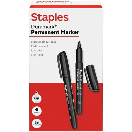 Staples Duramark Permanent Marker Fine Tip Black 36/Pack (ST62949)