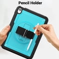 thumbnail image 5 of Dteck Case for iPad 9th/ 8th/ 7th Generation 10.2", Military Grade Shockproof Rugged Case with 360°Rotating Stand, Hand/Shoulder Strap and Pen Holder,Light Blue, 5 of 10