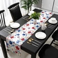 thumbnail image 5 of Blue Red Spring Floral Table Runner Cotton Linen 60 Inch Holiday Dresser Scarves, Pastoral Flowers Butterflies Watercolor Tablerunner for Kitchen Coffee Dining Bedroom Dinner Scarf Décor 13''x60'', 5 of 9