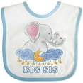 thumbnail image 3 of Inktastic Big Sis Cute Elephants with Moon and Stars Girls Baby Bib, 3 of 4
