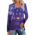 thumbnail image 1 of Virmaxy Blouse à Manches Longues Imprimée Col en V pour Femmes 2024, Blouse/chemise à Manches Longues Col en V Imprimée Multicolore-1 L, 1 of 4