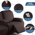 thumbnail image 4 of KINCAM Recliner Loveseat Slipcovers with Console Stretch 4-Pieces Reclining Couch Covers for Pets Furniture Sofa Cover, Coffee, 4 of 9