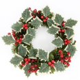 thumbnail image 4 of Guirnalda navideña de hojas verdes y acebo, regalo de bricolaje, flores artificiales, bayas rojas, adornos para árbol de Navidad, decoración para fiestas de bodas, 4 of 5