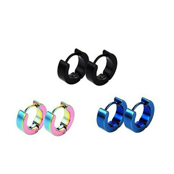 WHAMVOX 5 Pairs of Simple Stainless Steel Men Round Fashion Ear Earrings(Mixed *9mm)