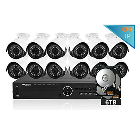 LaView 1080P HD IP 12 Camera Security System 16 Channel PoE 1080P NVR with a 6TB HDD Indoor/Outdoor Cameras Day/Night