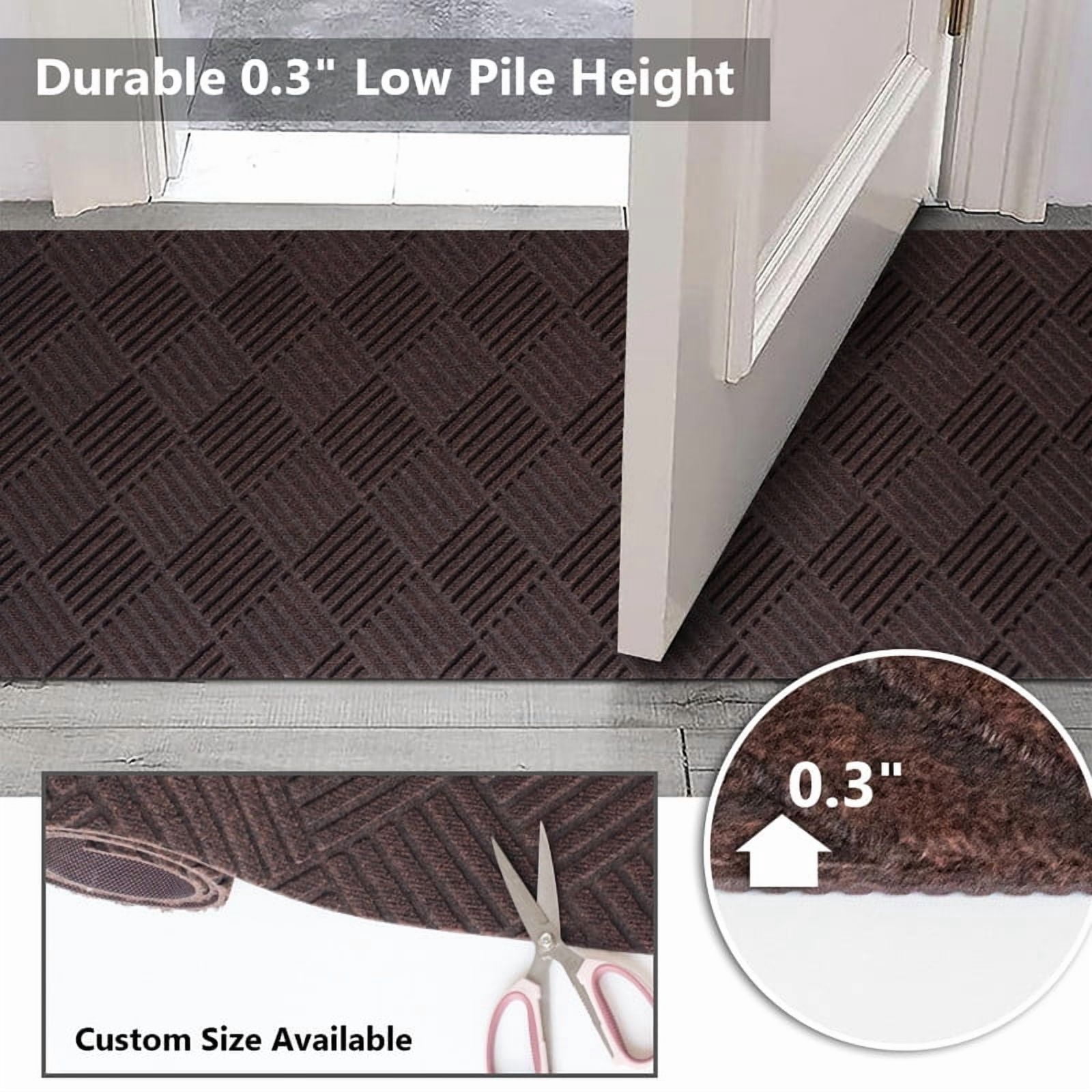 Fas Home Runner Rugs 3FTX25FT Indoor Outdoor Hallway Runner with Rubber Backing Non-Slip Carpet Washable Area Rugs Custom Sizes for Entryway Kitchen Laundry Room Balcony Patio Brown