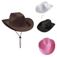 thumbnail image 4 of UNTERING Cowboy Hat Vintage Hat Women Men Felt Ladies Hats Party Solid Color Top Bonnet Men's Cosplay Hat, 4 of 7