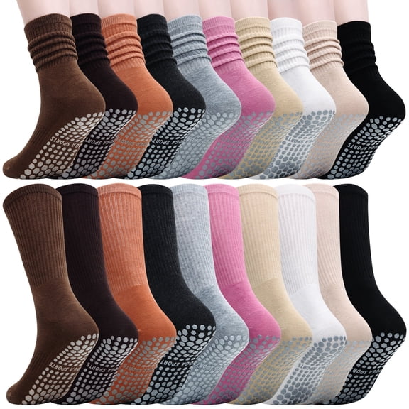 Sophproton Pilates Yoga Socks Non-Slip Grip for Women 10 Pairs Size 9-11 Multicolor