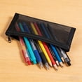thumbnail image 2 of Rirozkan Clear Mesh Pencil Case, Lightweight Zippered Pouch, Transparent Vinyl Stationery Bag, Portable Pen and Marker Holder for Office, Travel, Supplies, 2 of 6