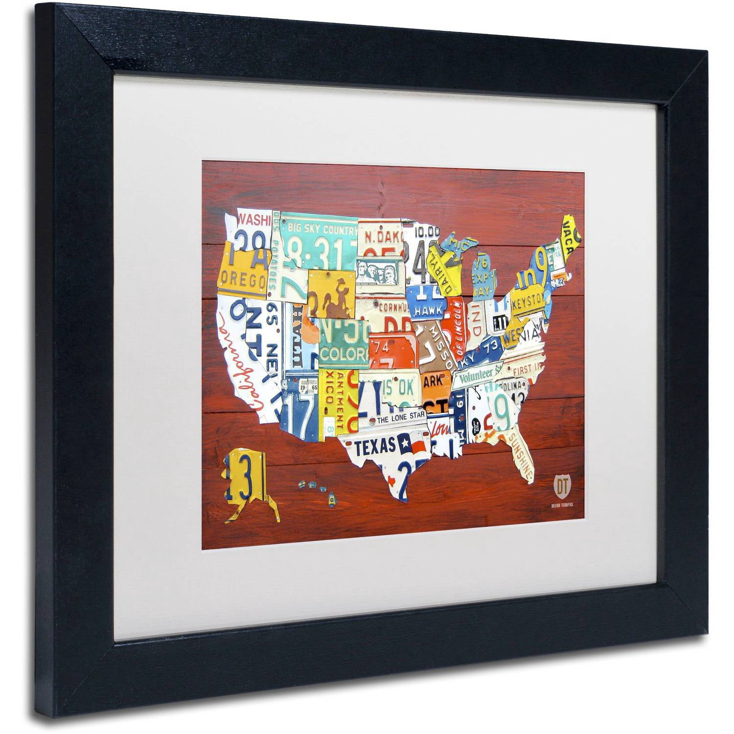 Trademark Fine Art 'License Plate Map USA' Canvas Art by Design Turnpike, White Matte, Black Frame