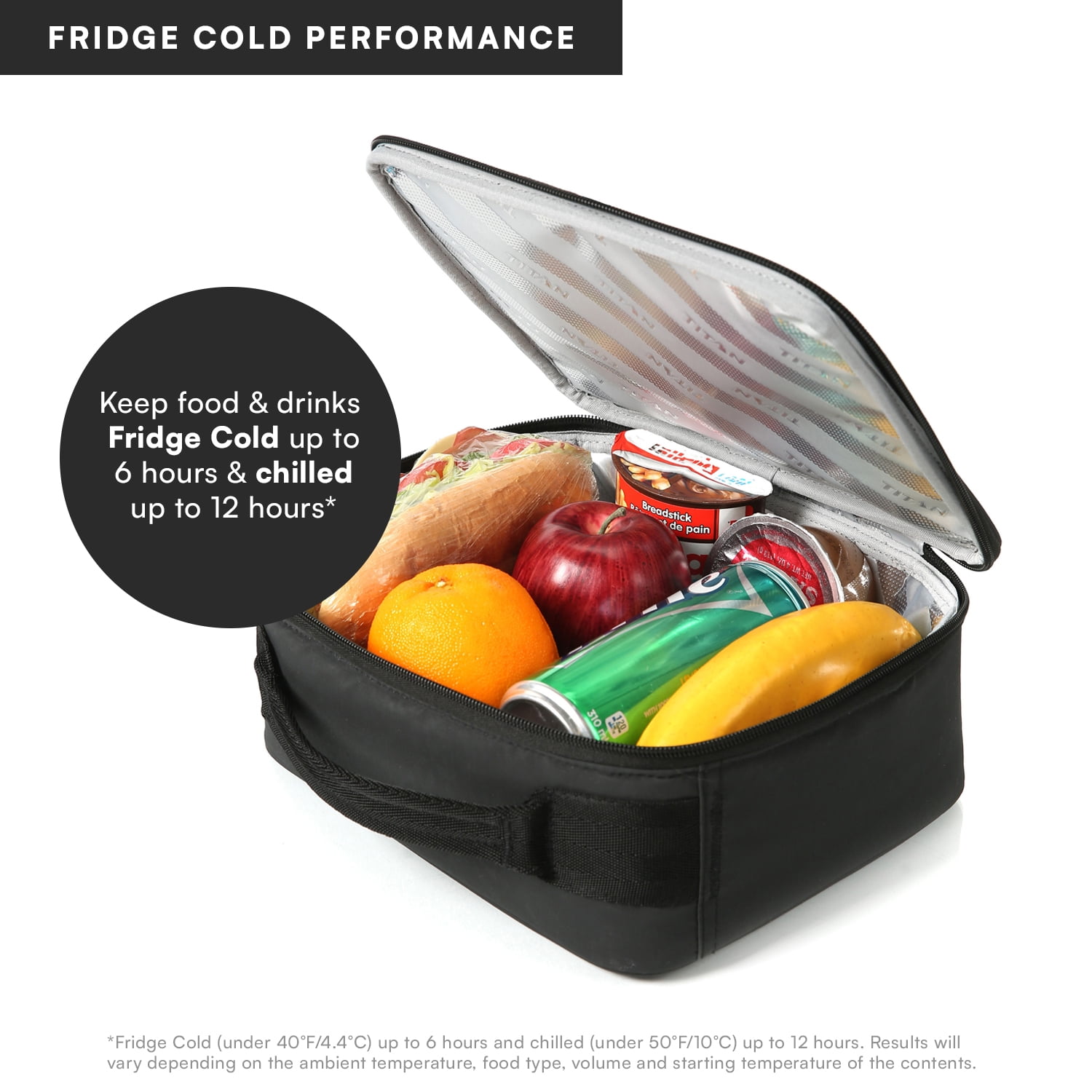 Titan by Arctic Zone Fridge Cold Horizontal Insulated Lunch Box with Reusable Ice Walls - Black Ice