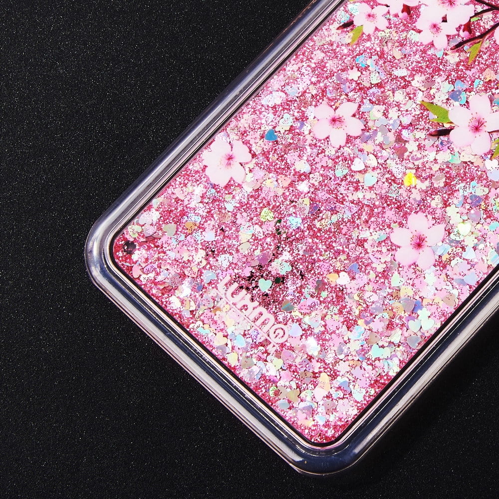 SUMACLIFE Sparkling Waterfall "Cherry Blossoms" Protective Phone Case for Apple iPhone 7 or iPhone 8 (Exact Perfect Fit)