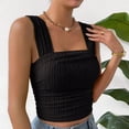 thumbnail image 7 of DuoJiaJ Womens Y2K Crop Top, Square Neck Sleeveless Solid Color Vest Black L, 7 of 7