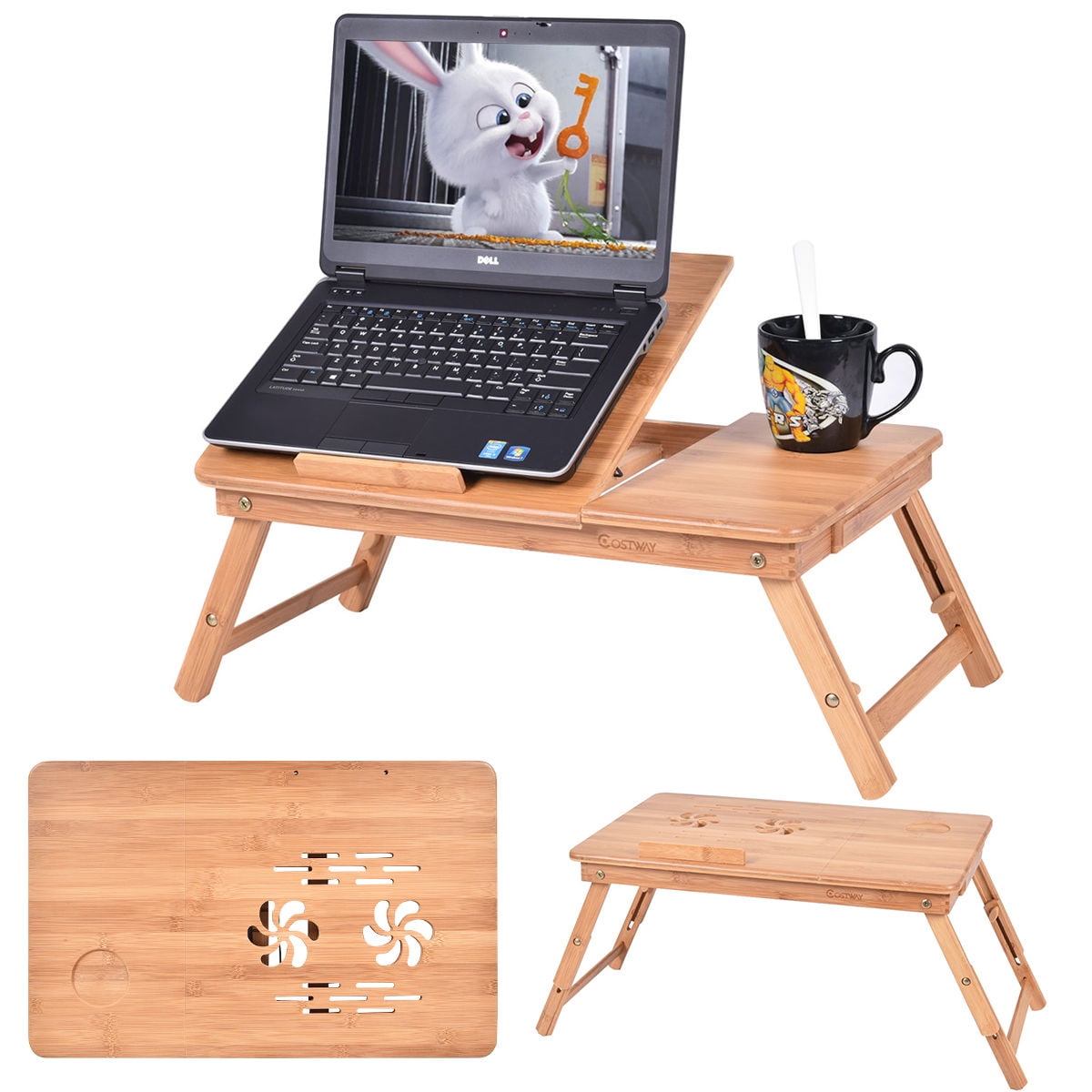 Portable Bamboo Laptop Desk Table Folding Breakfast Bed Serving