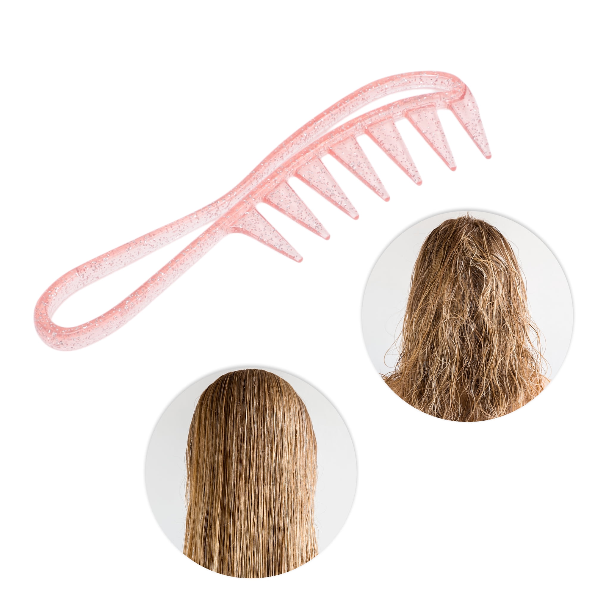 Unique Bargains 1 Pc Women Wide Tooth Comb for Curly Hair All Hair Types Pink