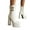 Beige, variant on Platform Dress Boots for Women 2025 Trendy Club Party Buckle Leather Square Toe Extre Chunky Heeled Mid Calf Short Booties