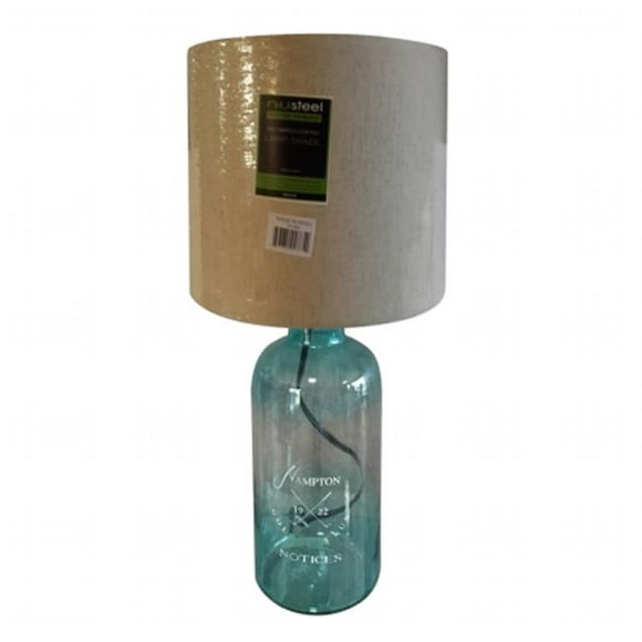NuSteel TA004 Lampes de Table Décoratives en Verre Aqua avec Abat-Jour Blanc