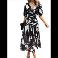 thumbnail image 1 of Vestidos de Verano para Mujer 2025, Informales, con Mangas Abullonadas, Cuello en V, Florales, Estilo Bohemio, Vestido . Negro XL, 1 of 10