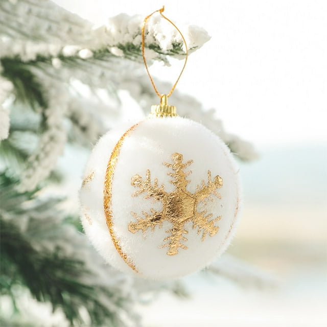 Christmas Decorations White Elks Pattern Ball Hanging Decorations Christmas Tree Hanging Decorations Scene Arrangement Christmas Ball Hanging Accessories