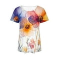 thumbnail image 5 of JSheng Women's New Short Sleeve Printed Top Round Neck Cover Casual Loose Top Curved Hem Printed Fashion Top, 5 of 5