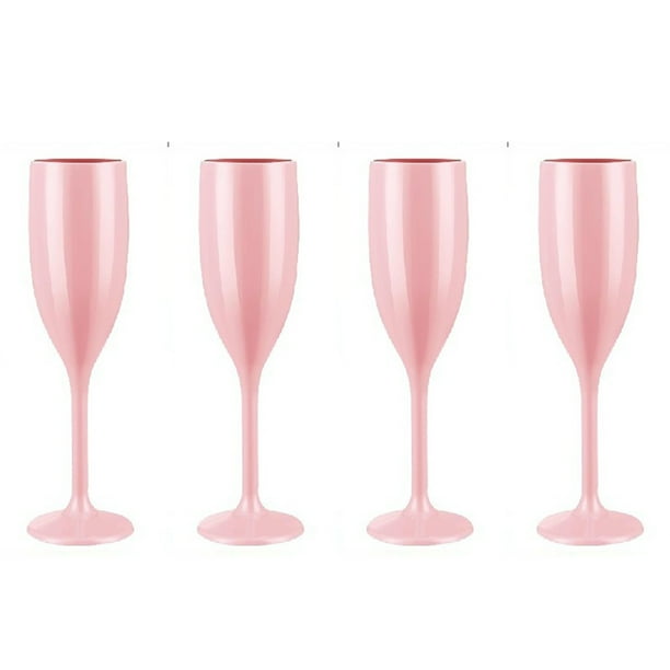 Bewildely 4 copas de cristal reutilizables para alimentario, resistentes a roturas, ideales para cócteles, bodas, fiestas y reuniones. Barra de herramientas rosa