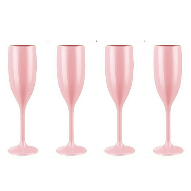 bedienty 4 Pcs Champagne 170ml Verre en Plastique PP, Réutilisable Résistant aux Bris d'Aliments, Verre à Cocktail pour Mariages, Noël Rose