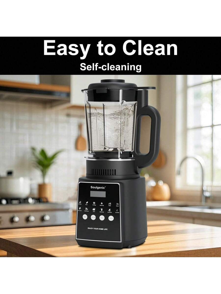 Glass Blenders For Kitchen, 1200W High Speed Professional Blenders With 14 Functions, Countertop Blender For Smoothie, Food Processor With Heating, Auto Clean, Black
