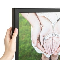 ArtToFrames 7" x 11" Satin Black Picture Frame, 7x11 inch Black Wood Poster Frame (WOM-1451)