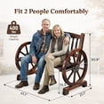 thumbnail image 6 of Ktaxon 46in Wood Garden Bench Patio Rustic Fir Wood Wagon Wheel Bench for Outdoors, Carbonized, 6 of 10