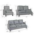 thumbnail image 3 of 3 Piece Living Room Sofa Set, 3-Seat Sofa Couch and Loveseat & Armchair Set, Sectional Sofas Couch, Gourd Shapes Wood Legs Couches Sets for Living Room/Apartment, Gray, 3 of 9