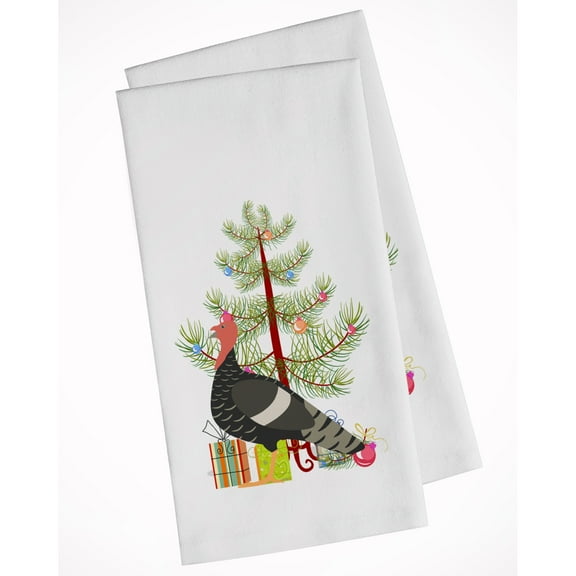 Carolines Treasures BB9354WTKT Marragansett Turkey Christmas White Kitchen Towel Set of 2 Dish Towels Teal 19 X 25"