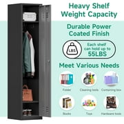 Metal Lockers for Employees,71Metal Storage Cabinet with Lock,1 Door Steel Storage Locker Cabinet for Home,Gym,School, Office,Garage-Assembly Required(Black Gray)