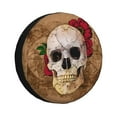 thumbnail image 1 of DouZhe Waterproof Spare Tire Cover, Vintage Map Rose Skull Prints Adjustable Wheel Covers Fit for Jeep Trailer RV SUV Car, 15 inch, 1 of 7
