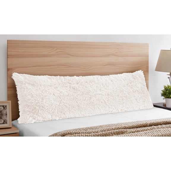 Sweet Jojo Designs Boho Faux Fur Ivory Body Pillow Cover Case 54x20 (Pillow Not Included)
