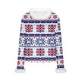 thumbnail image 5 of Womens Ugly Christmas Sweaters Faux Furry Trim Crewneck Rib-Knit Sweatshirts Long Sleeve Holiday Pullover Tops (XL, Blue), 5 of 7