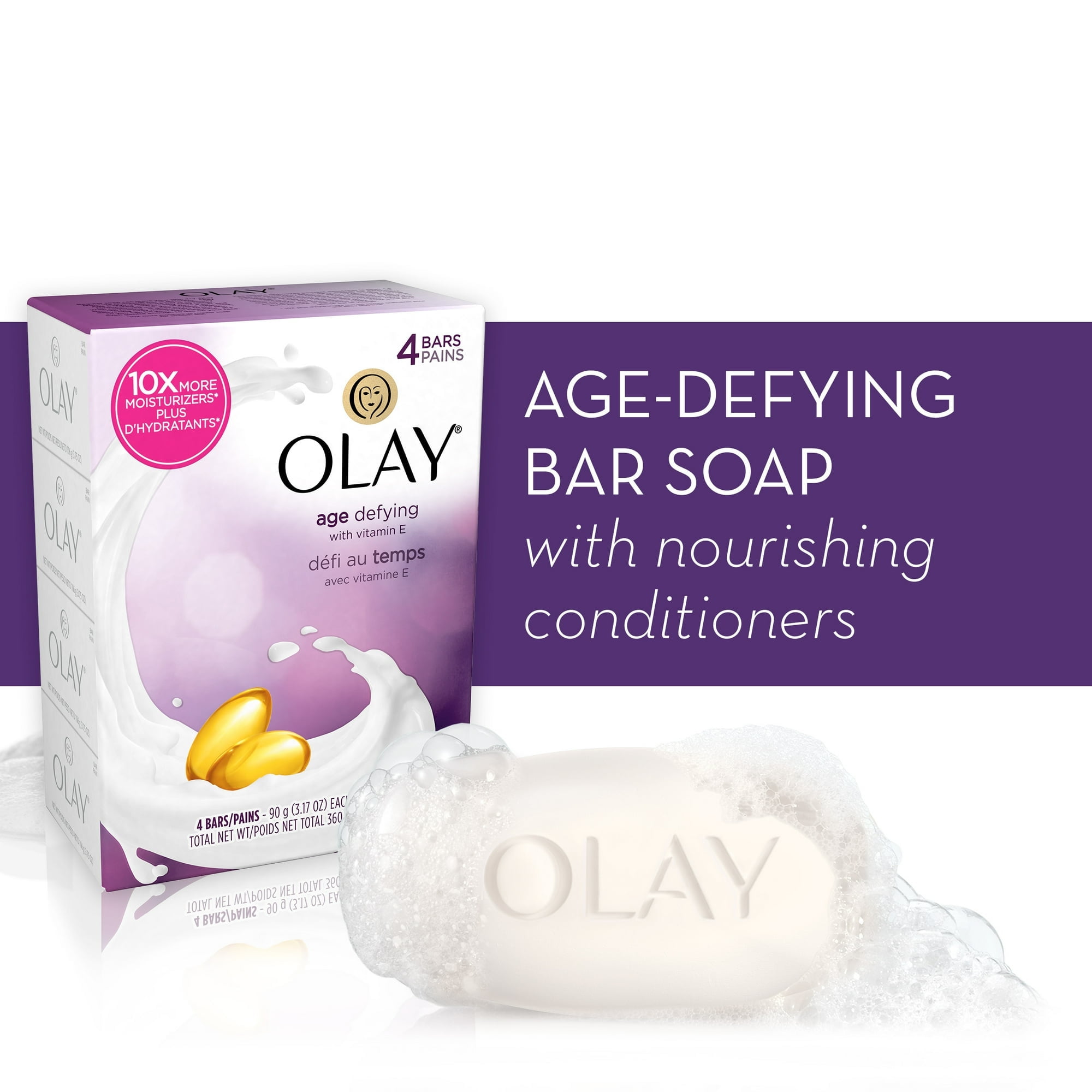 Olay Age Defying Moisturizing Beauty Bar- 4 Ea, 2 pack