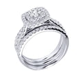 thumbnail image 3 of Pompeii 1 1/4ct Diamond Engagement Cushion Halo Wedding Ring Trio Set 10K White Gold, 3 of 3