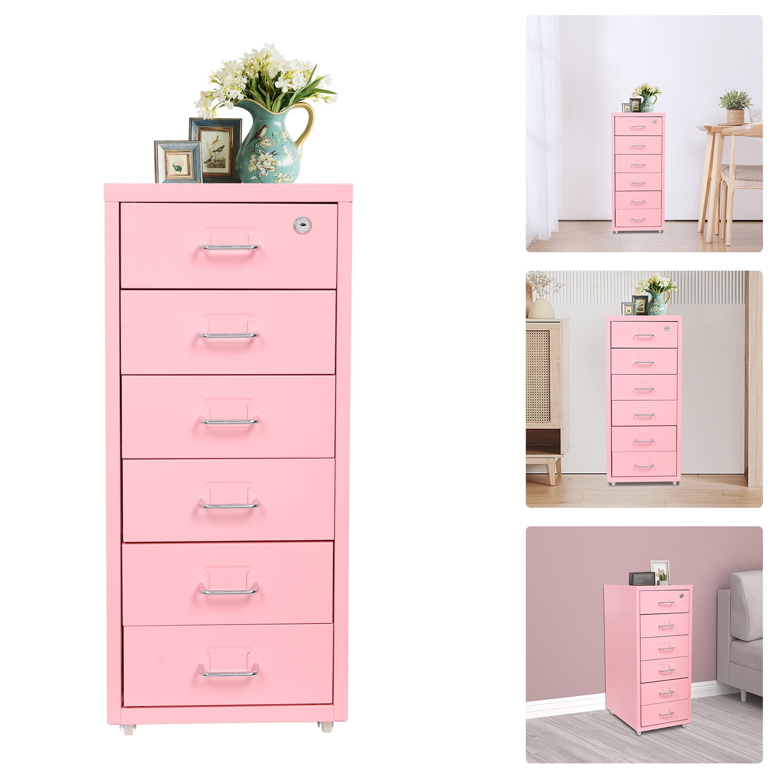 6-layer Vertical File Cabinet, Metal File Cabinet with Lock, Filing Cabinet